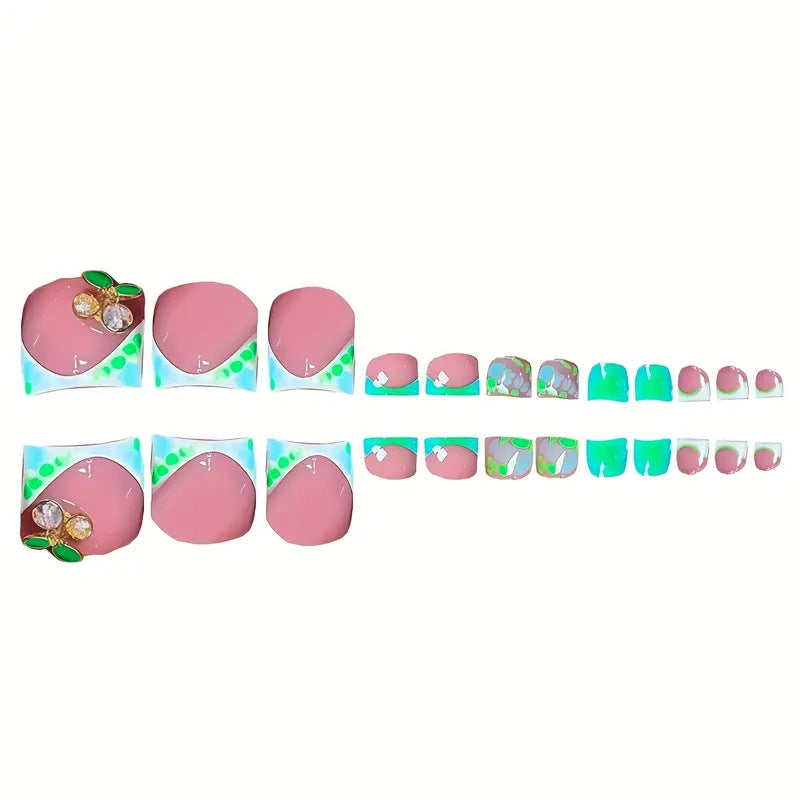 Künstlerisches, floral inspiriertes Press-On-Nagel-Set Karnz