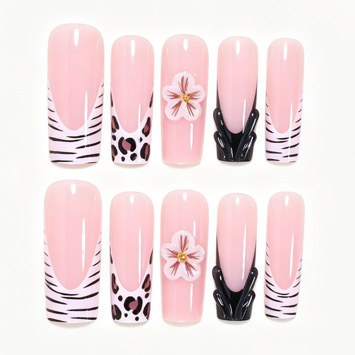 Künstlerische Press-On Nagelkunst Tipps mit floralen und Tierdruckdesigns Karnz