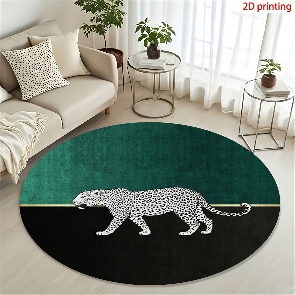 Künstlerischer Leoparden-Print runder Fußmatte