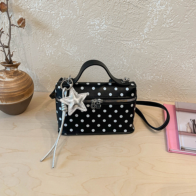 Strukturierte Polka Dot Handtasche