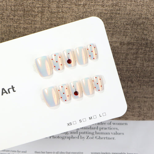 Künstlerisches Druck-Nagelkunst-Set mit Kirsch- und Pünktchen-Design Karnz