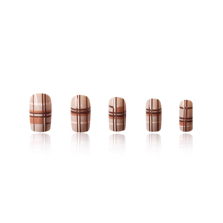 Stylisches Karomuster Press-On Nail Set Karnz