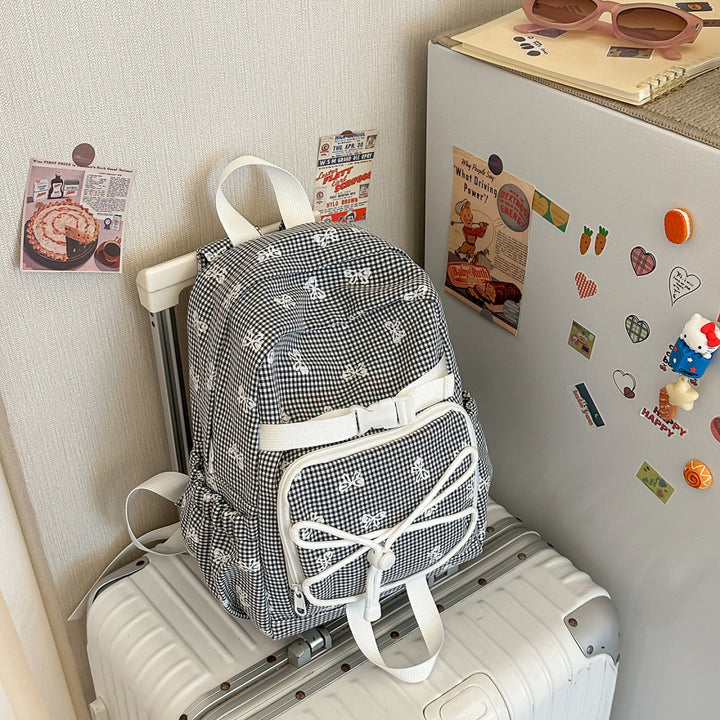 Verspielter Gingham Druck Tagesrucksack