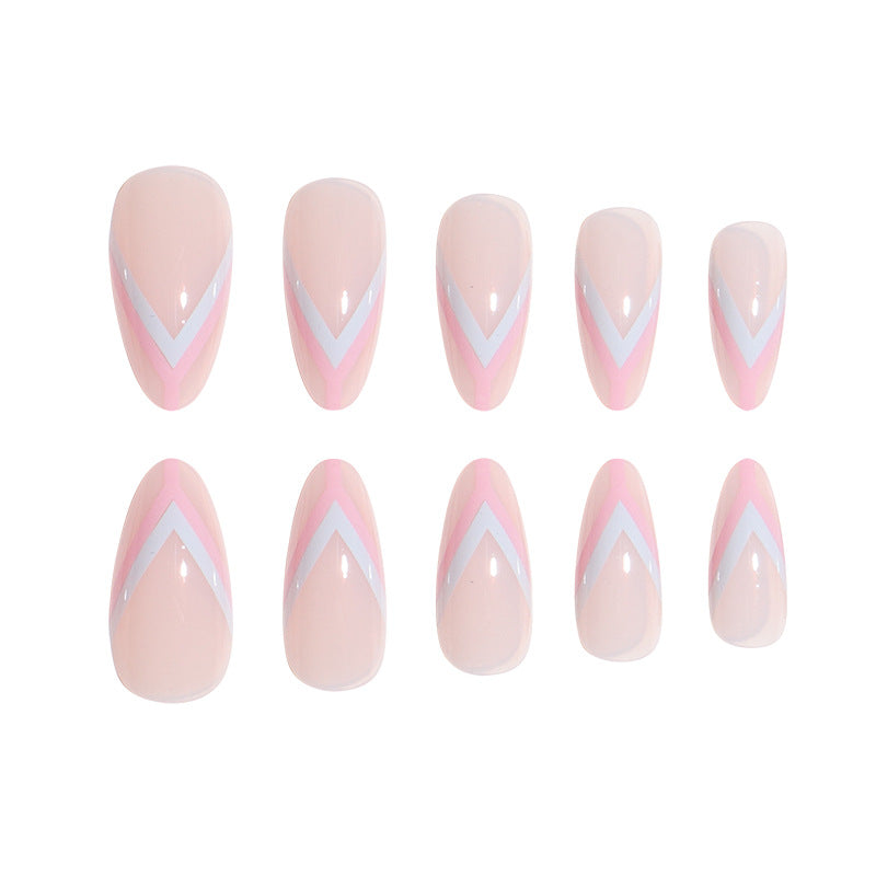 Elegantes geometrisches Press-On-Nagelkunst-Set Karnz