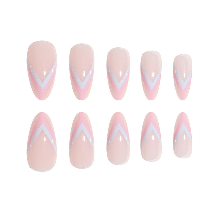 Elegantes geometrisches Press-On-Nagelkunst-Set Karnz