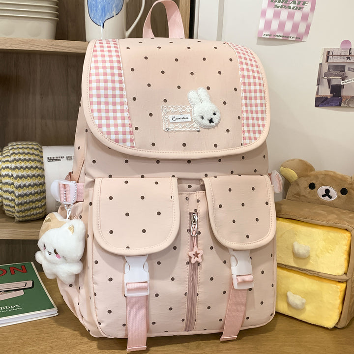 Niedlicher Illustrierter Polka Dot Rucksack Karnz