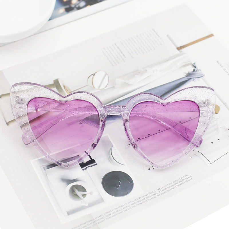 Damen Herzförmige Sonnenbrille mit glitzerndem Rahmen Karnz
