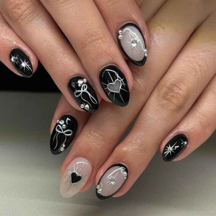 Kunstnagelset mit elegantem Schleifen- und Herzdesign Karnz