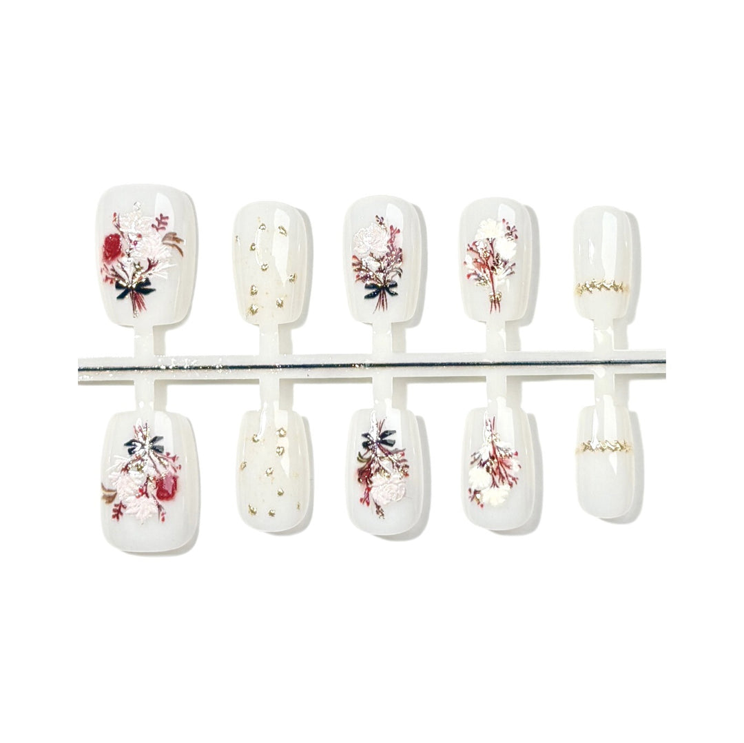 Floral Verziert Press-On Nagelset
