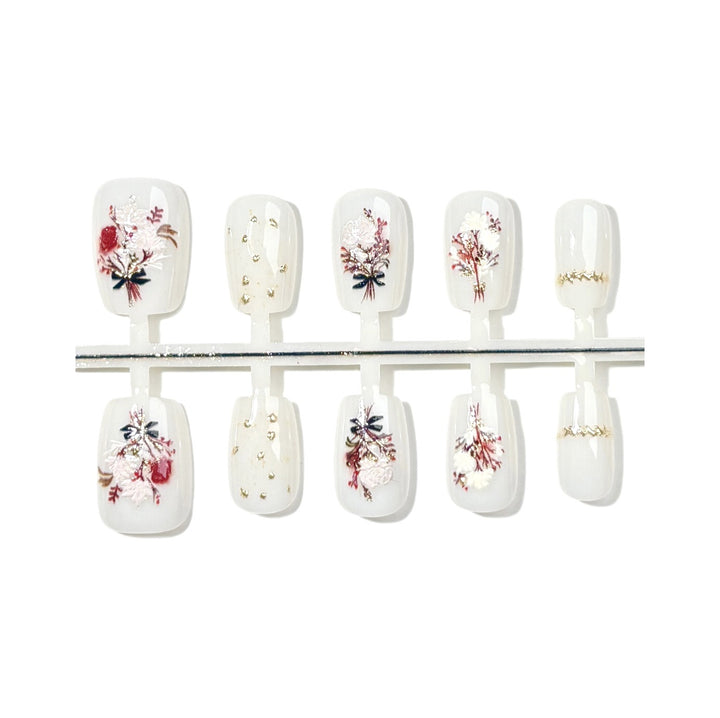 Floral Verziert Press-On Nagelset