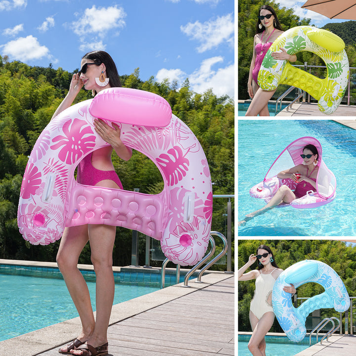 Unisex Aufblasbare Komfort-Schwimmliege mit Kopfstütze Karnz