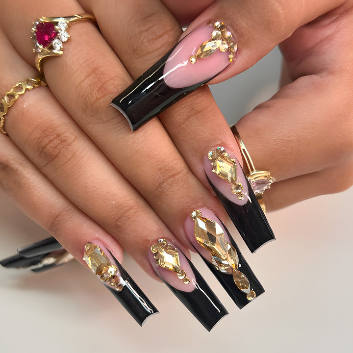 Luxus mit Rhinestones verzierten Stiletto Press-On Nägel Karnz