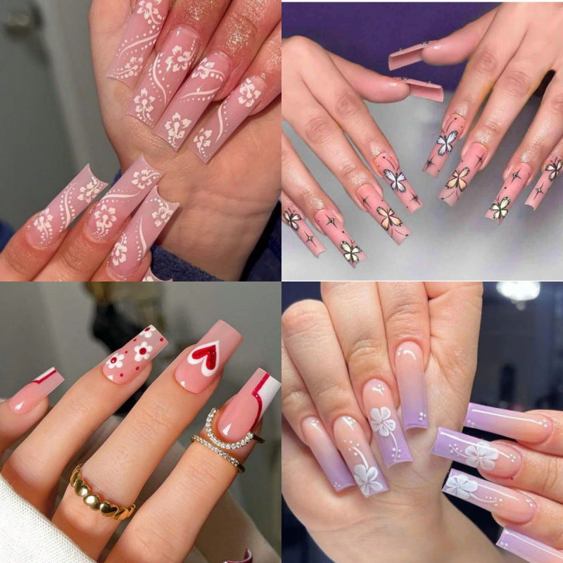 Künstlerische florale Ombre-Nagelspitzen Karnz