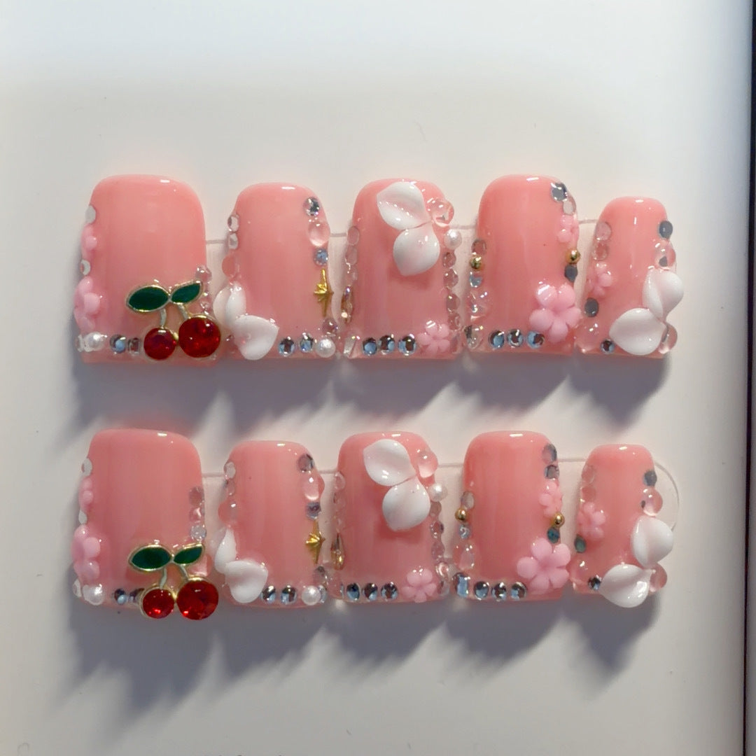Dekorativer Floral Press-On Nagelset
