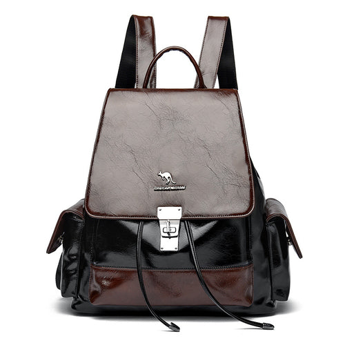 Stilvolle Multi-Taschen Leder Rucksack