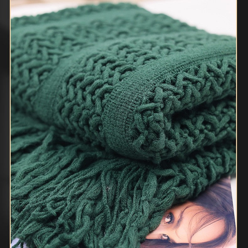 Handgefertigte strukturierte Strickdecke Karnz