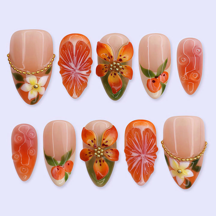 Künstlerische Floral Press-On Nagelkunst Kollektion 1790746209