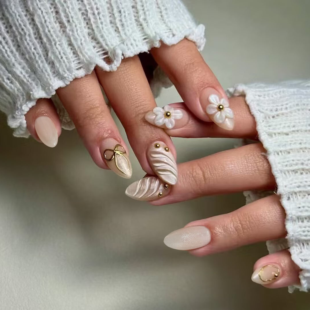Floral und Künstlicher Press-On Nagel Set Karnz