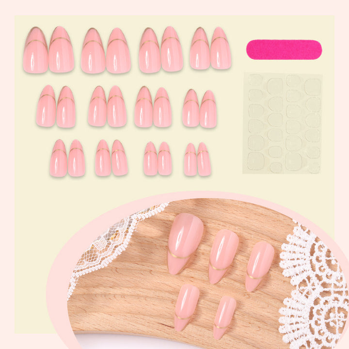 Elegantes französisches Spitz-Press-On-Nagel-Set Karnz