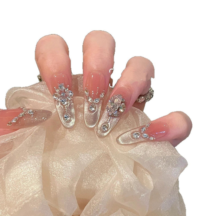 Premium mit Strass veredelte Press-On Nägel Karnz