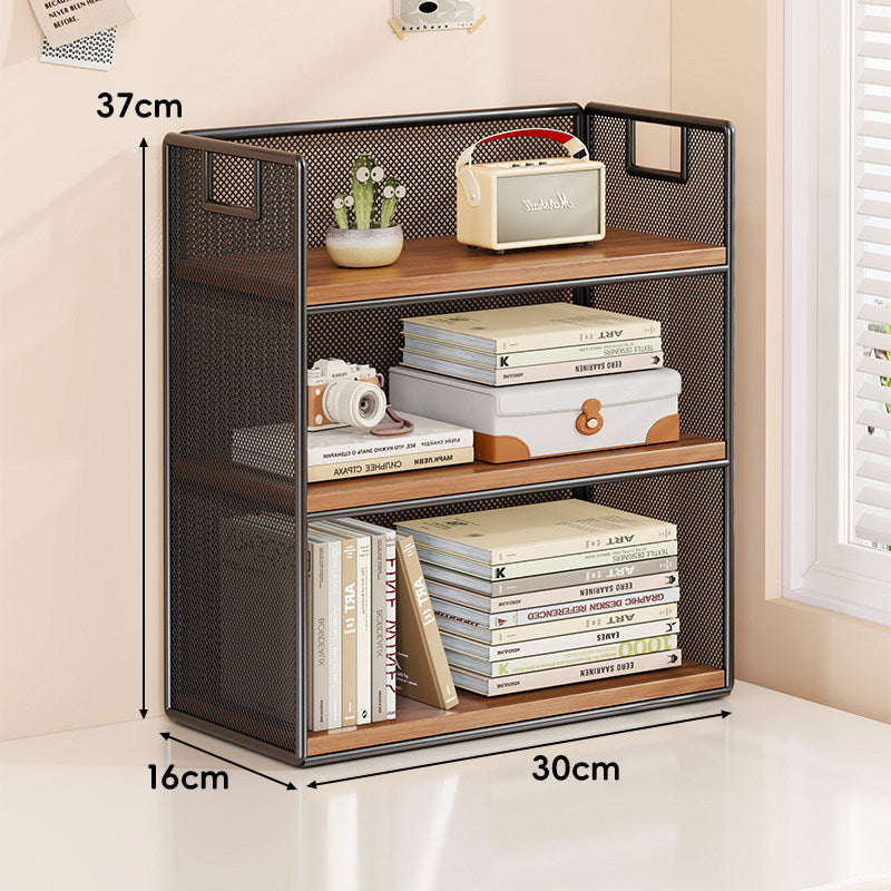 Mesh Stufiger Desktop-Organizer-Regal mit Griffausschnitten