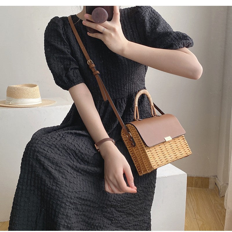Damen Elegante Handtasche mit geflochtenem Korbdesign Karnz