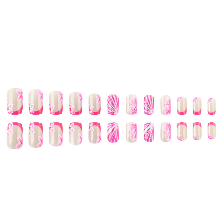 Künstlerische florale Gel Press-On Nägel Karnz