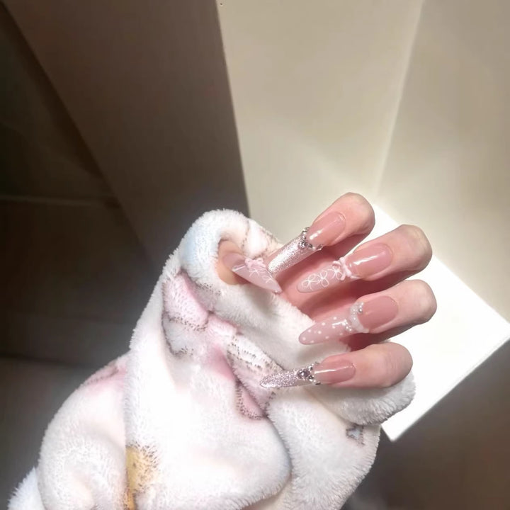 Crystal-Akzent Lange Stiletto Nagelverlängerungen
