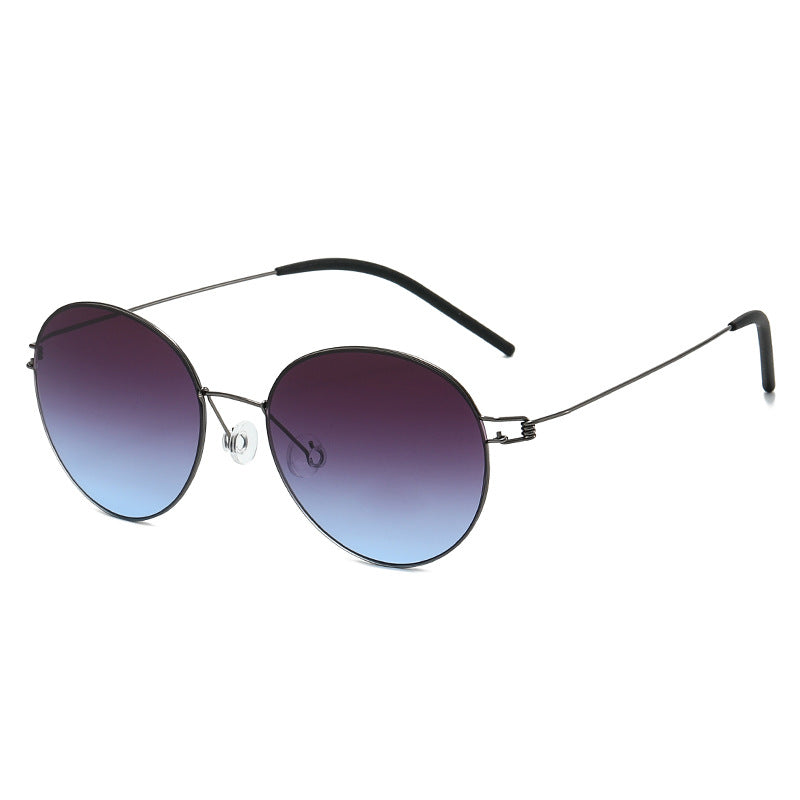 Damen runde Sonnenbrille mit leichtem Metallrahmen und gradienten Gläsern Karnz
