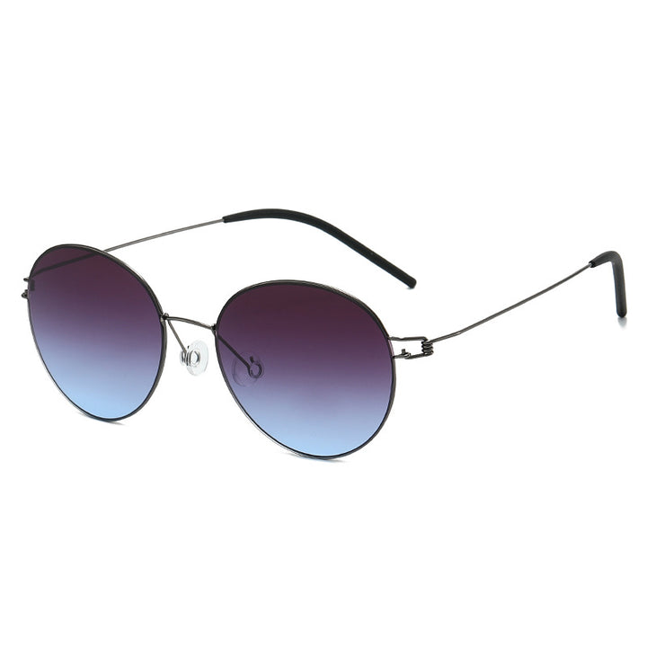 Damen runde Sonnenbrille mit leichtem Metallrahmen und gradienten Gläsern Karnz