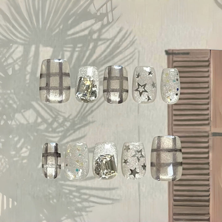 Glamorous Star-Design Press-On Nagelkunst Set