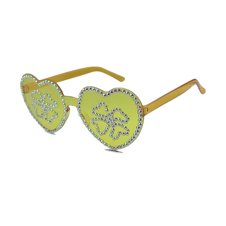 Damen Herzförmige Sonnenbrille mit funkelndem Strassmuster Karnz