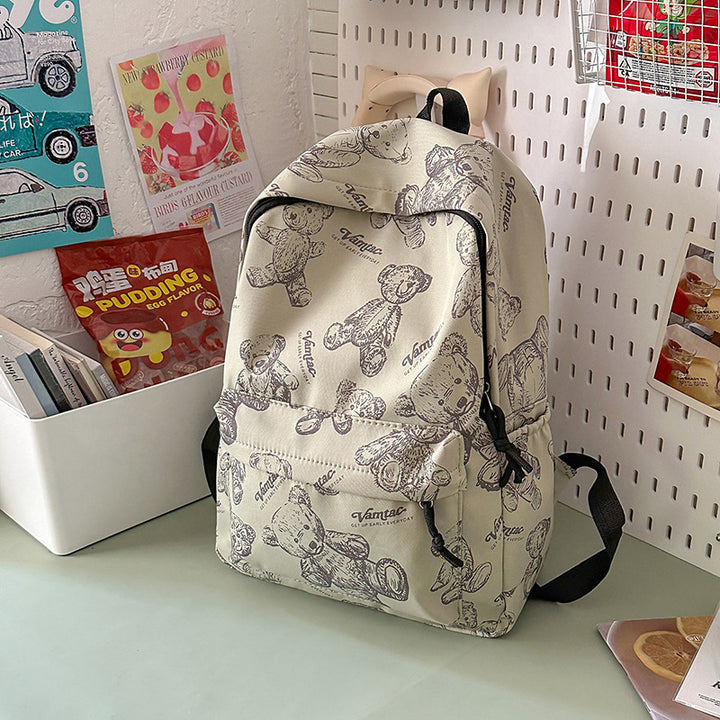Niedlicher Teddy-Bär-Print-Rucksack