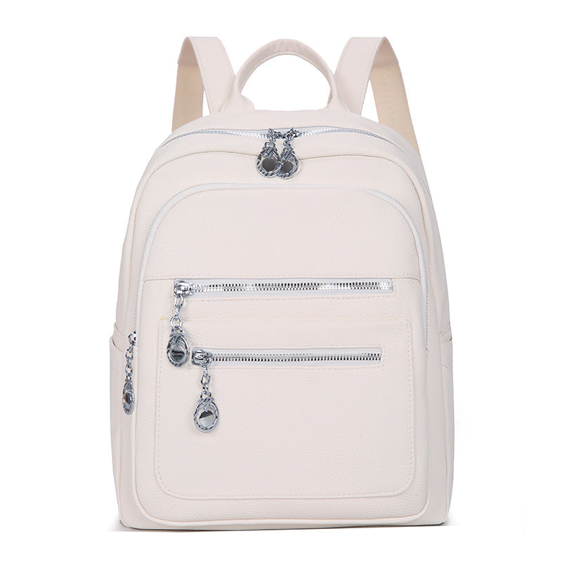 Stylischer Mehrfach-Taschen Leder-Rucksack Karnz