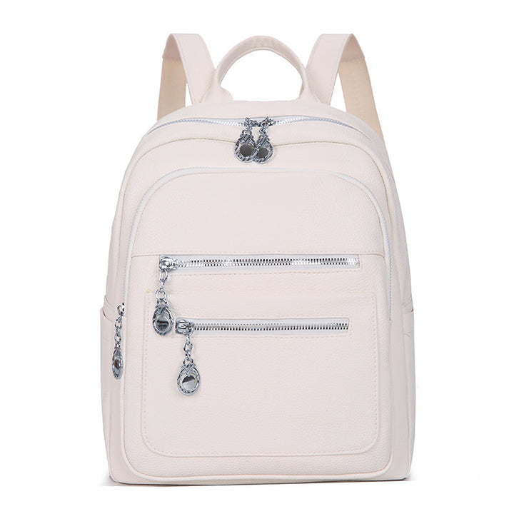 Stylischer Mehrfach-Taschen Leder-Rucksack Karnz
