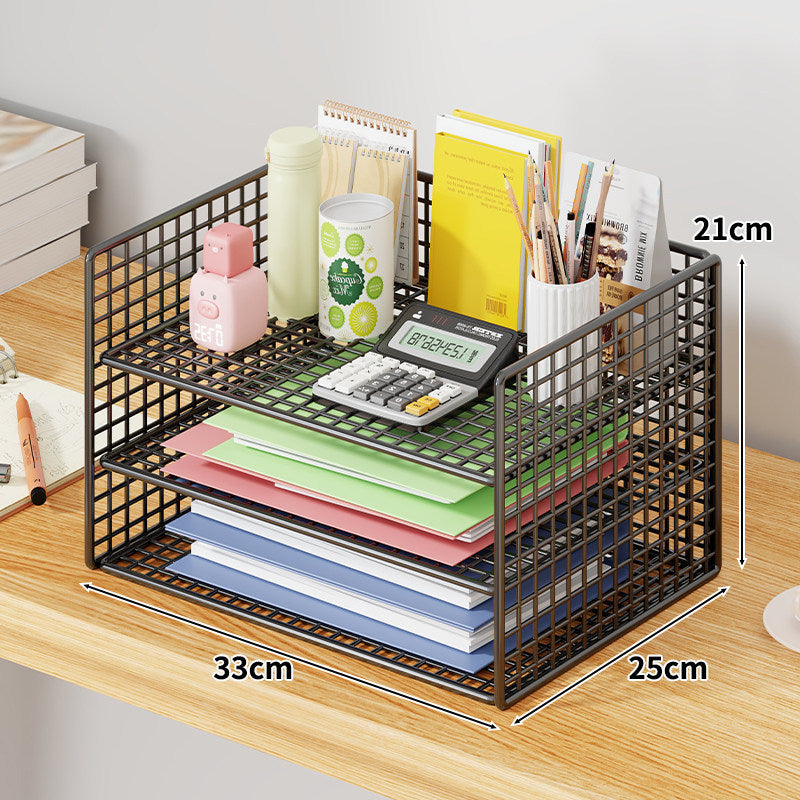 Mesh Zwei-Ebenen Schreibtisch Dokumenten- und Schreibwaren-Organizer