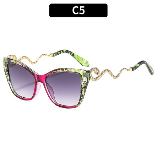 Glamouröse Cat-Eye-Sonnenbrillen mit Schlangenmotiv