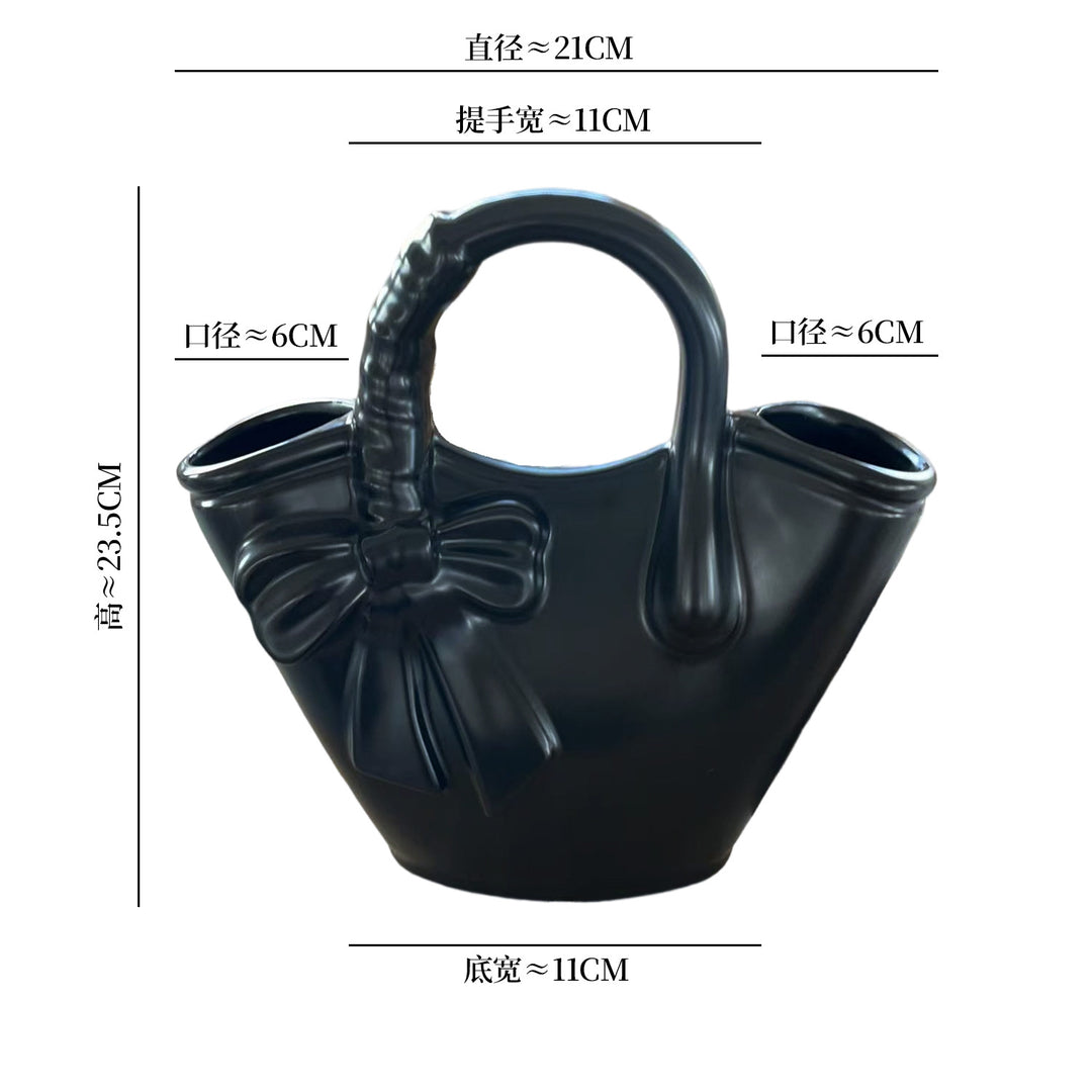 Dekorativer Bogen-Design Keramik Handtaschen Blumentopf