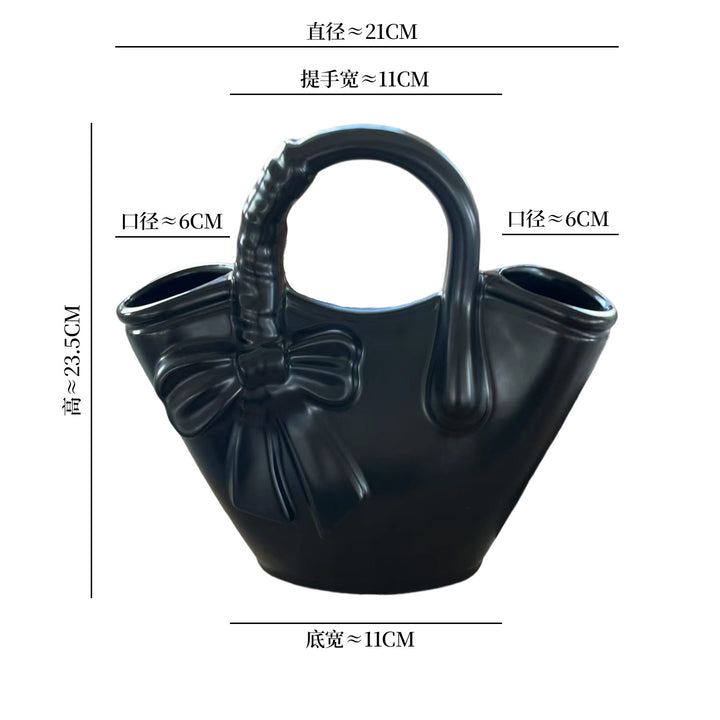 Dekorativer Bogen-Design Keramik Handtaschen Blumentopf