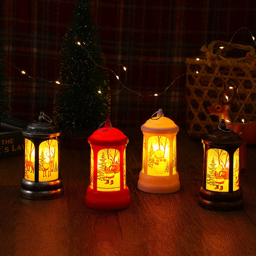 Nostalgische Weihnachtslaterne mit leuchtendem Weihnachtsmann-Motiv Karnz
