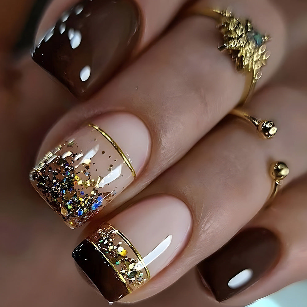 Glitzerndes French Tip Nagelkunstset Karnz