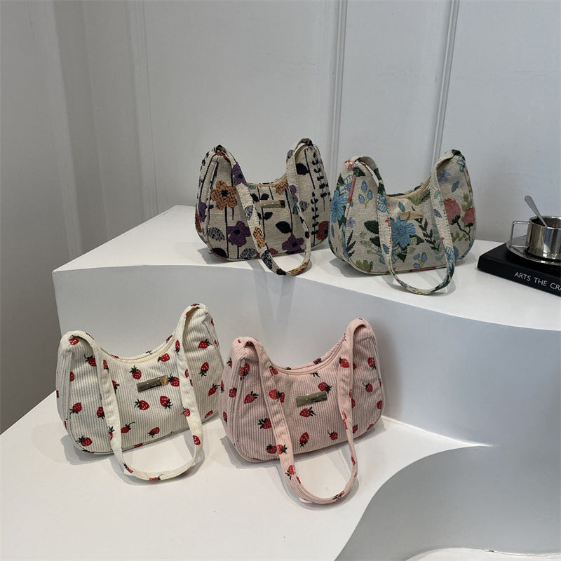 Erdbeer-Druck Mini Crossbody-Handtasche