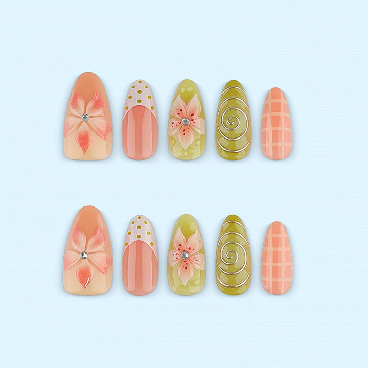 Kreatives Blumen-Nageldesign Karnz