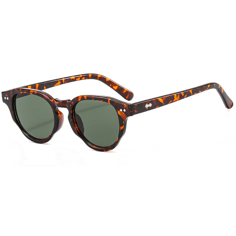 Damen modische Sonnenbrille mit ovalem Rahmen und grünem Glas Karnz