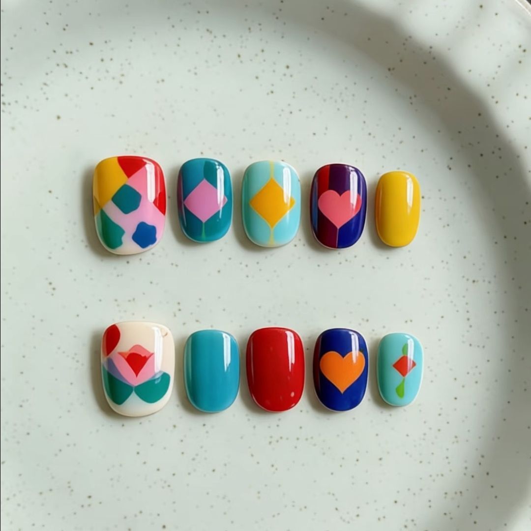 Künstlerisches katzenmotiviertes Press-On-Nagelkunstset Karnz