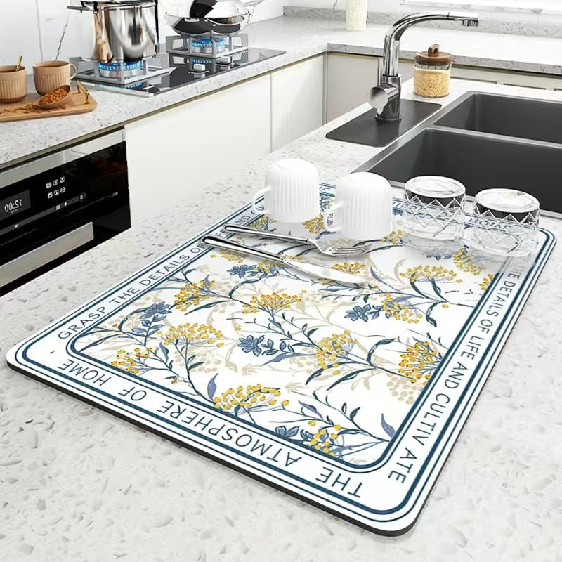 Dekorative Küchenmatte mit Blumenmotiv