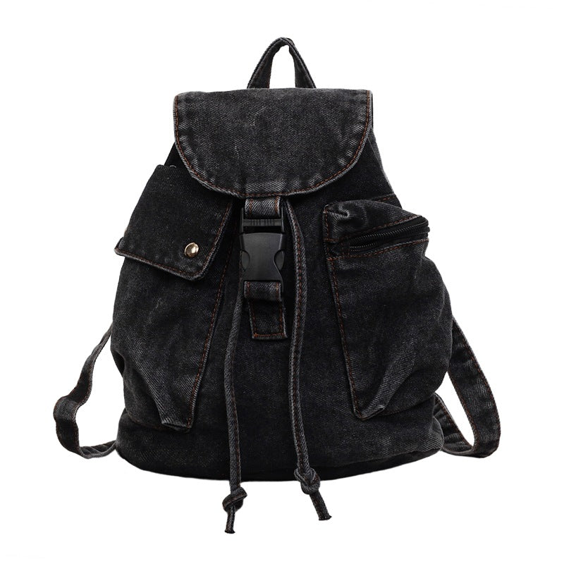 Lässiger Denim Kordelzug-Rucksack Karnz