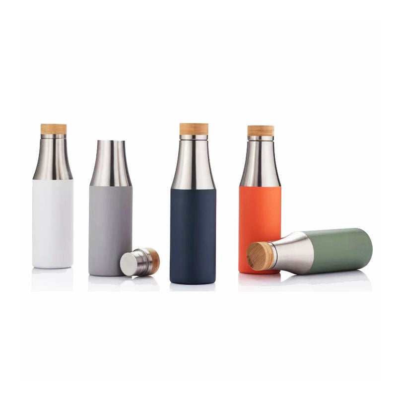 Damen doppelwandige Edelstahl Trinkflasche mit Bambusdeckel Karnz