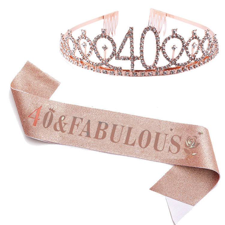Damen Glitzernde Geburtstagstiaraset mit Sash Karnz
