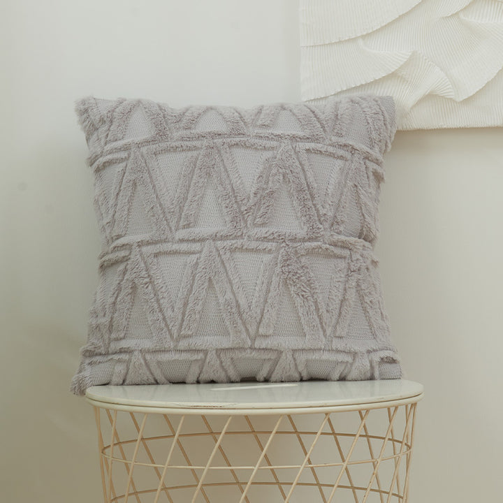 Quadratischer Kissenbezug mit geometrischem Chenille‑Tufting und weichem Baumwollmix Karnz